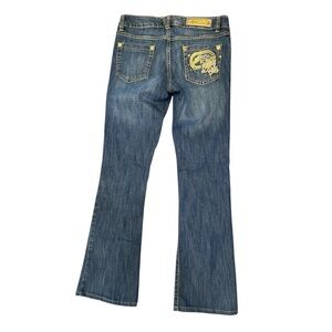 Y2K Ecko Red Low Rise Bootcut Jeans Gold Logo Pocket Size 3 XS